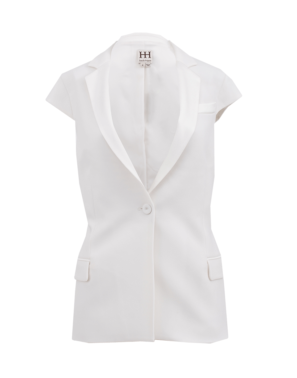 HAUTE HIPPIE-Cap Sleeve Blazer Vest-