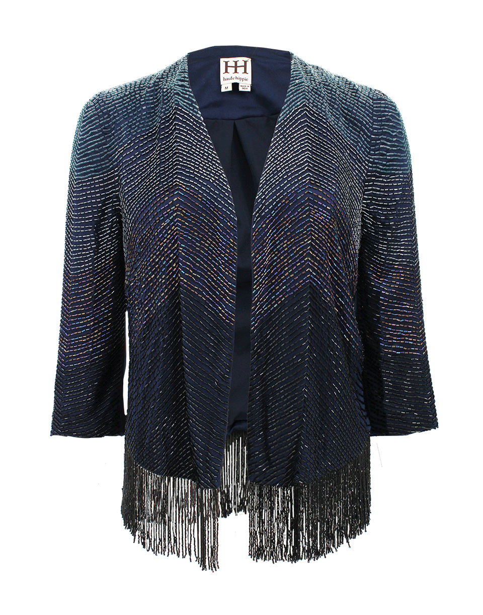 HAUTE HIPPIE-Quarter Sleeve Beaded Flapper Jacket-