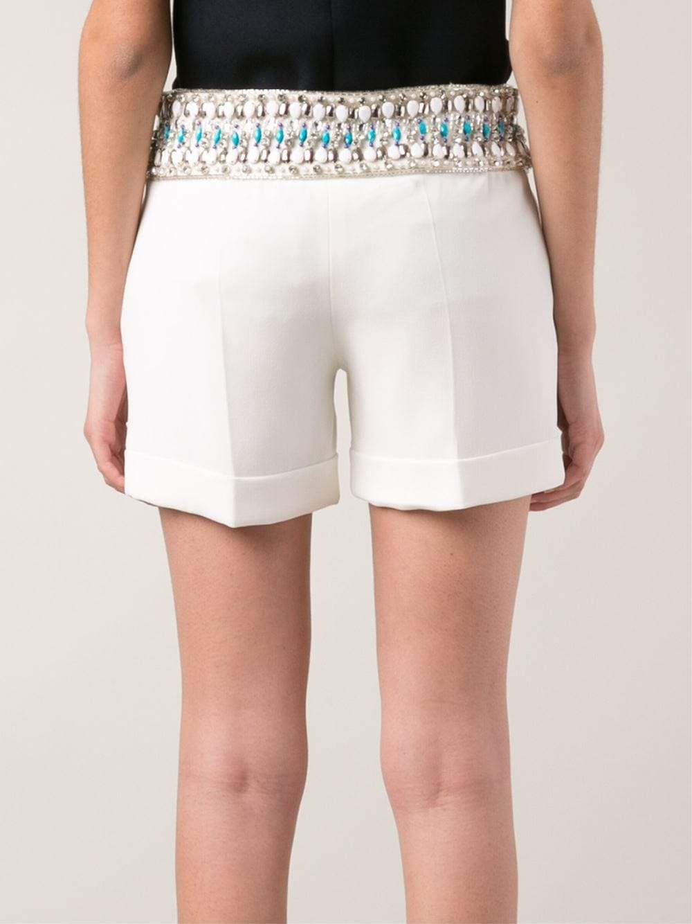 HAUTE HIPPIE-Embellished Waistband Short-