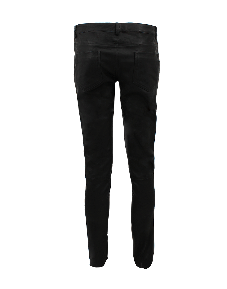 HAUTE HIPPIE-Pearl Embellished Leather Pants-