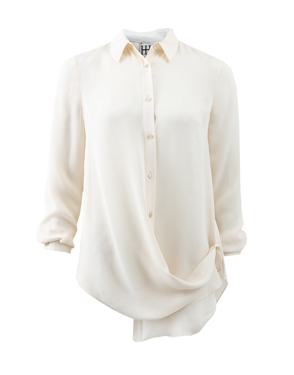 HAUTE HIPPIE-Button Down Crossover Blouse-