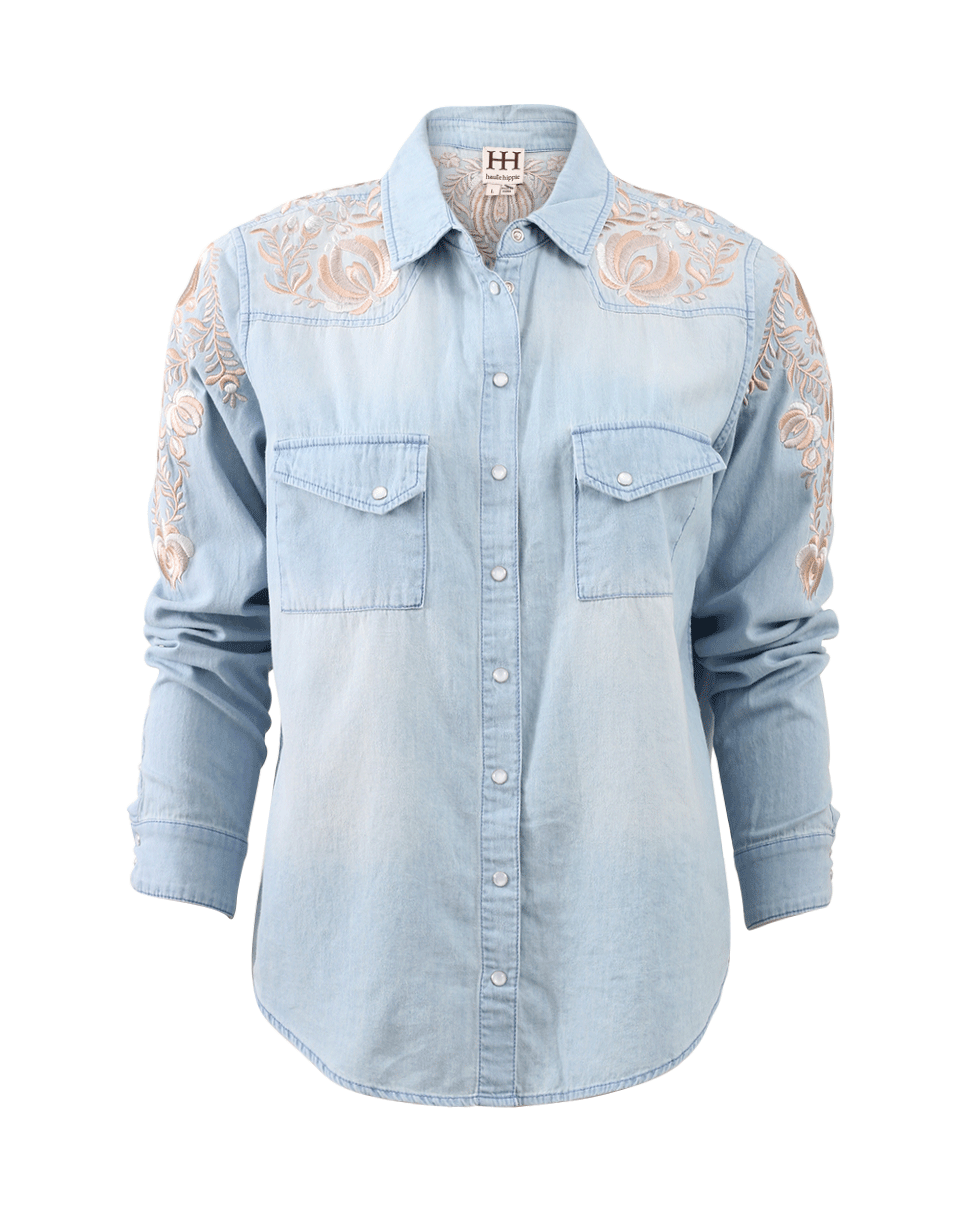 HAUTE HIPPIE-Chambray Blouse-