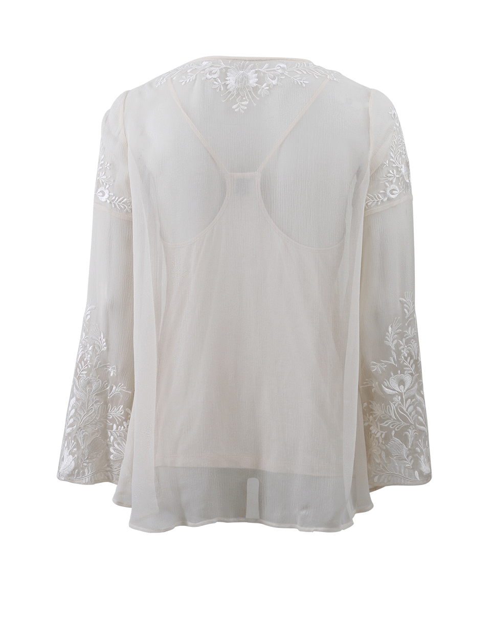 HAUTE HIPPIE-Embroidered Peasant Blouse-