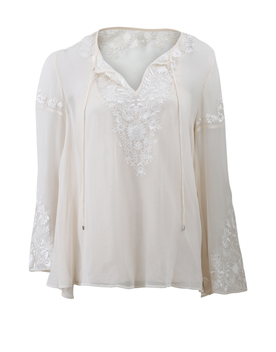HAUTE HIPPIE-Embroidered Peasant Blouse-