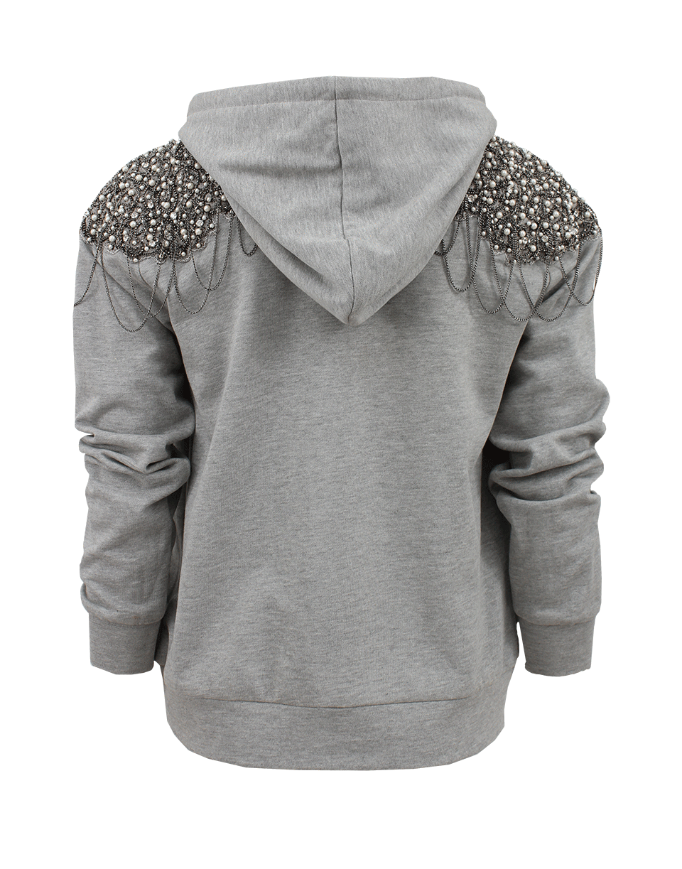 HAUTE HIPPIE-Long Sleeve Zip Up Embellished Hoodie-
