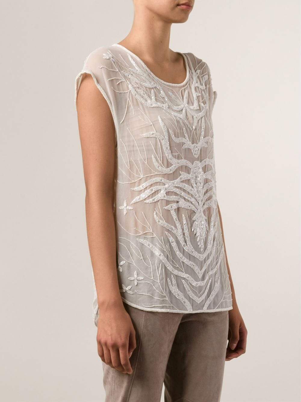 HAUTE HIPPIE-Tree Of Life Chiffon Tee-