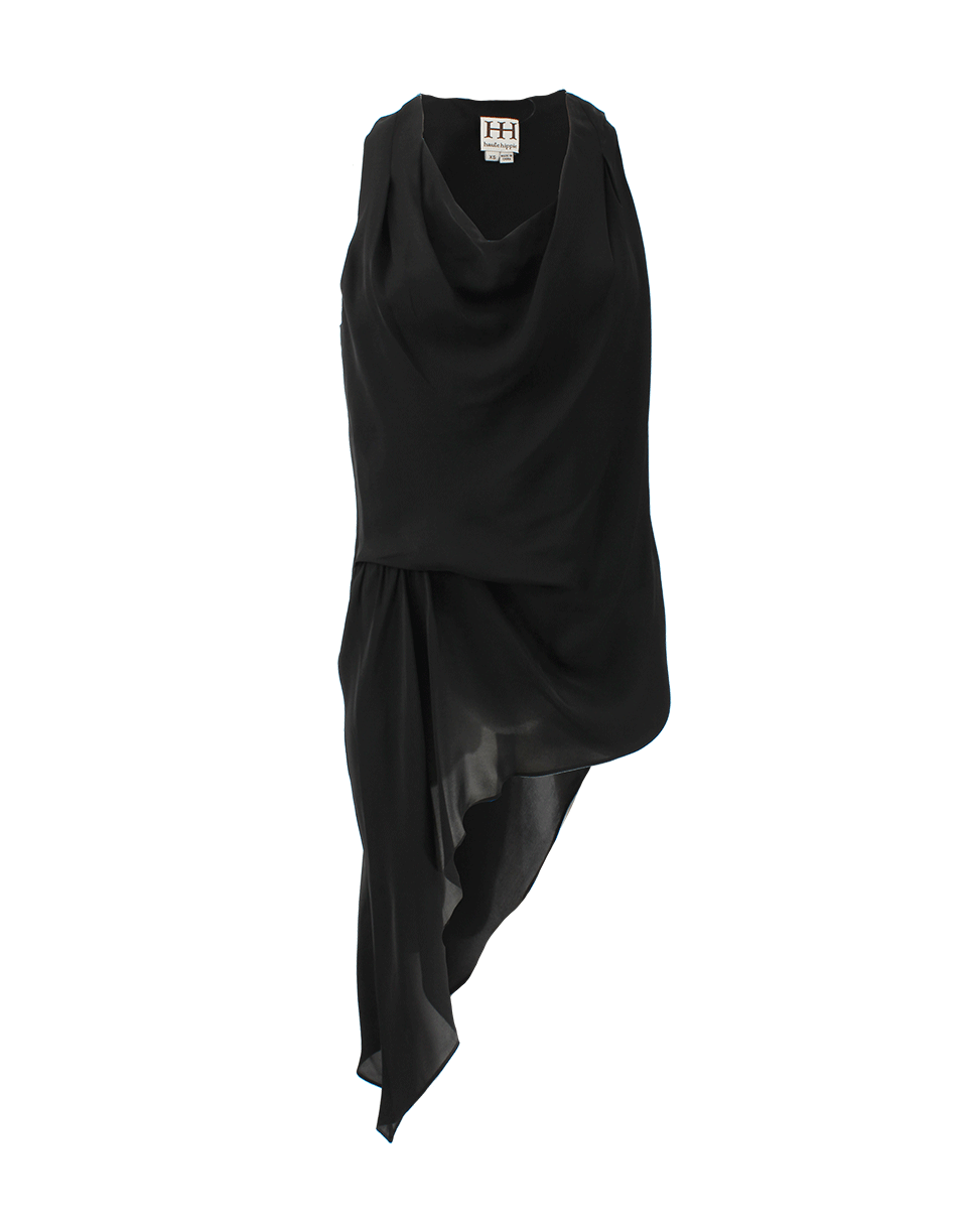 HAUTE HIPPIE-Asymmetric Hem Cowl Neck Tunic-