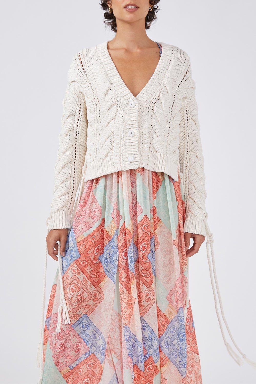 HAYLEY MENZIES-Lace Up Cable Cardigan-