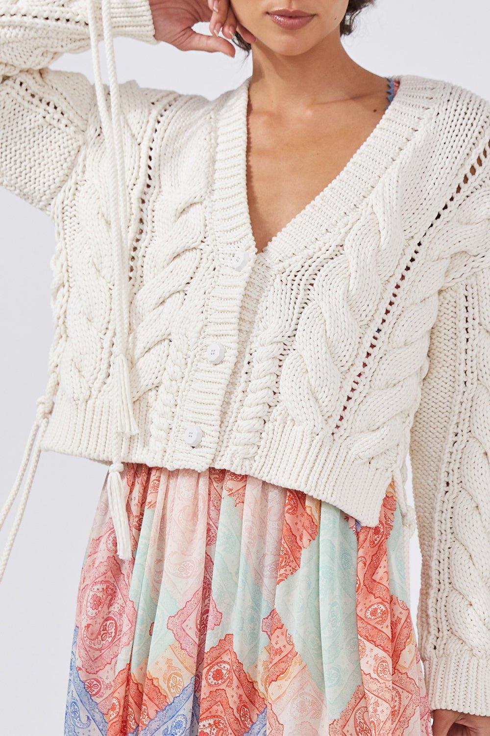 HAYLEY MENZIES-Lace Up Cable Cardigan-