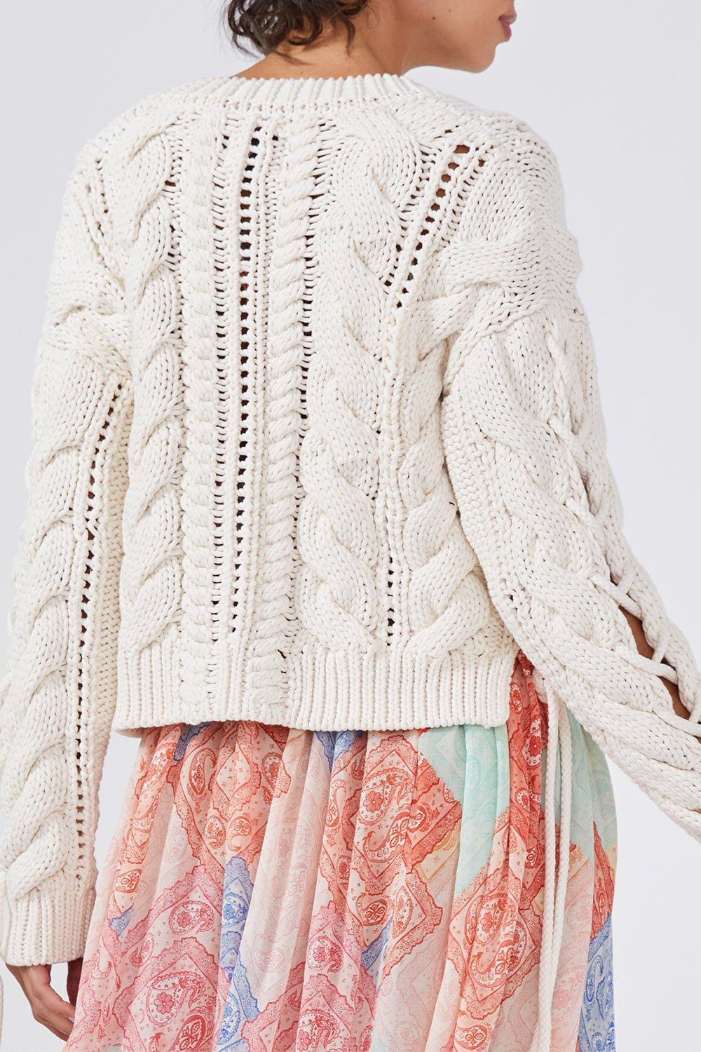 HAYLEY MENZIES-Lace Up Cable Cardigan-