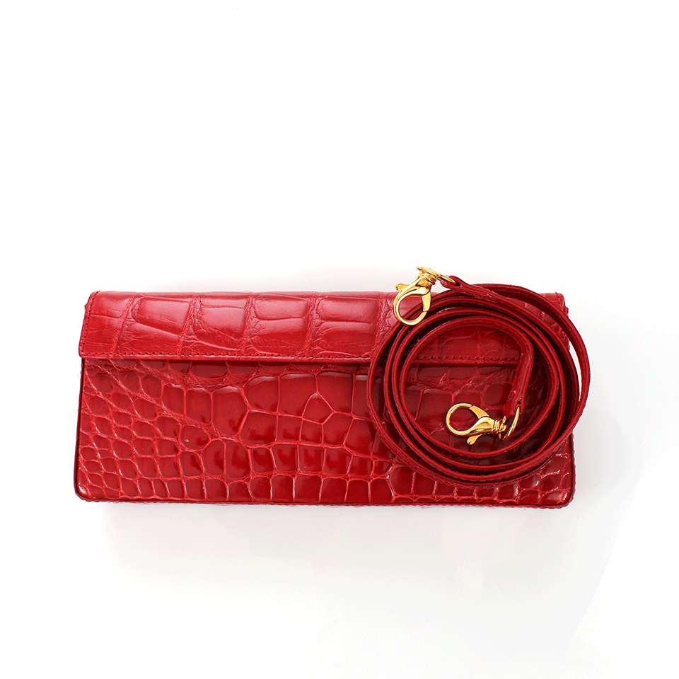HELENE HANDBAGS-Small Alligator Clutch-RED