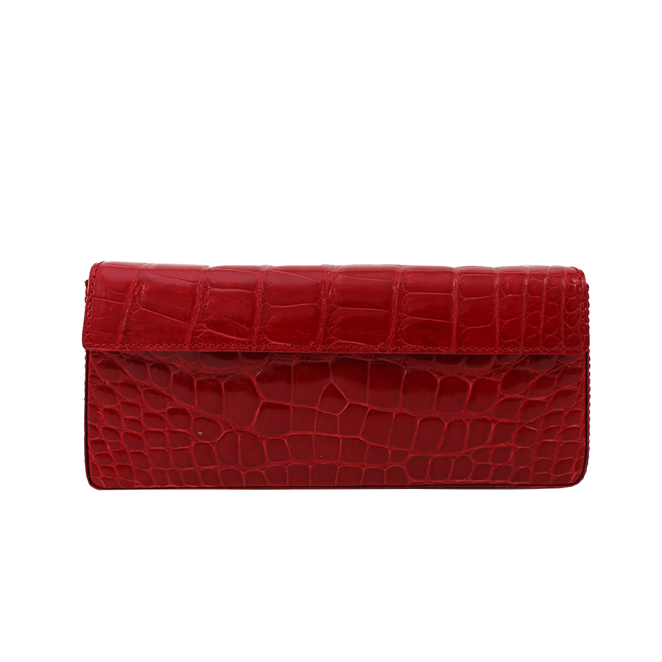 HELENE HANDBAGS-Small Alligator Clutch-RED