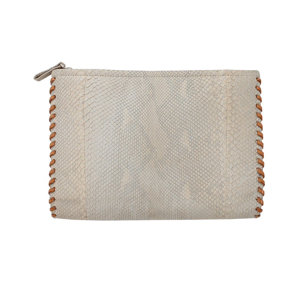 HELENE HANDBAGS-Whipstitch Python Clutch-SILVER