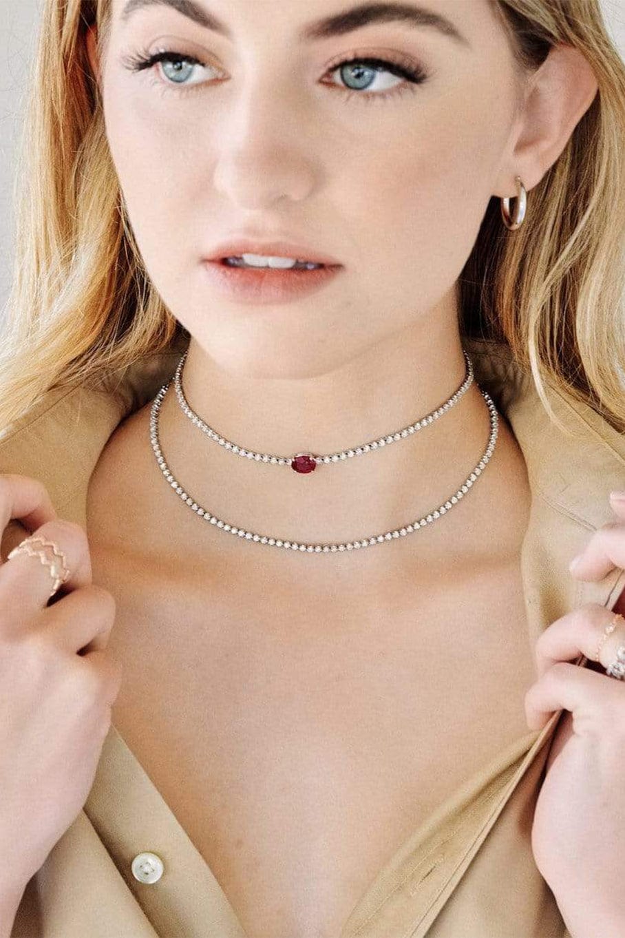 HENRI NOEL-Ruby and Diamond Choker-WHITE GOLD