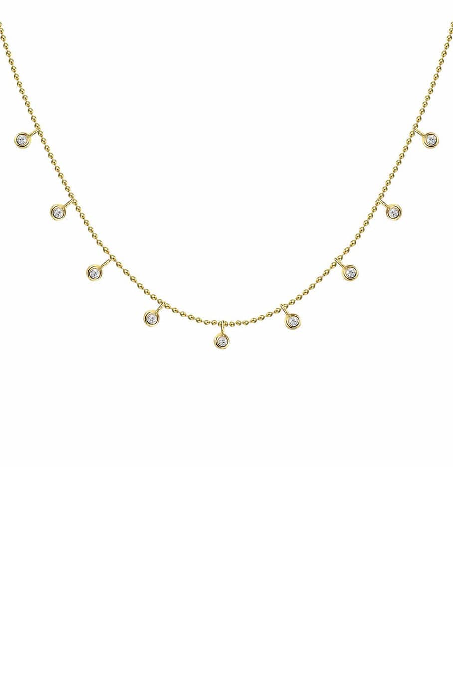 HENRI NOEL-9 Diamond Drop Station Choker - Yellow Gold-YELLOW GOLD