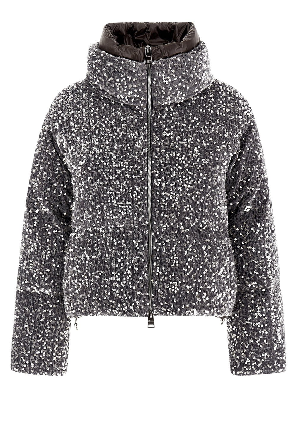 HERNO-Quilted Paillette Zip Jacket-