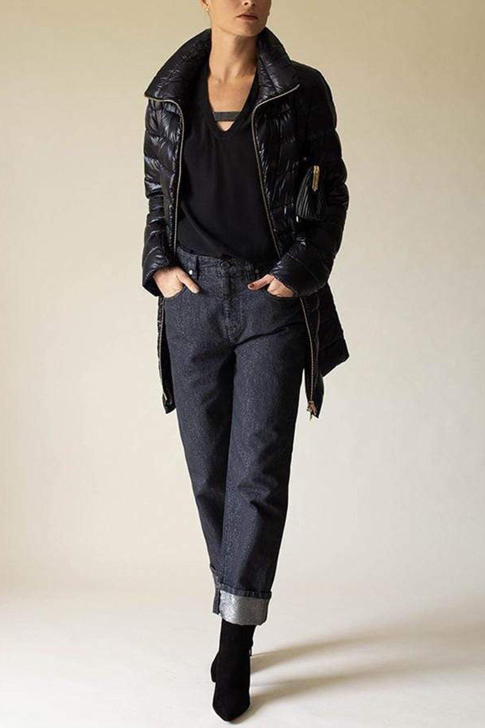 HERNO-Black Iconico Fitted Midi Jacket-