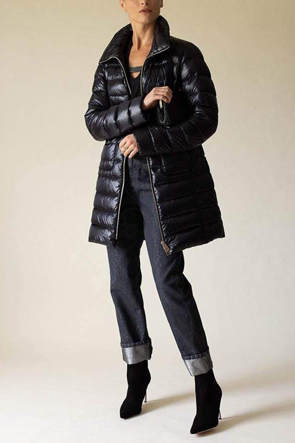 HERNO-Black Iconico Fitted Midi Jacket-