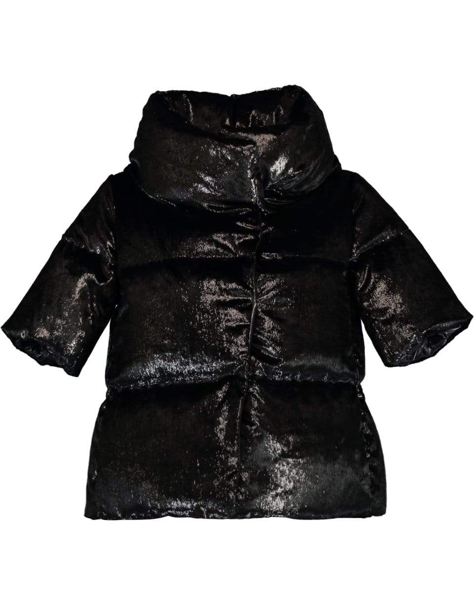 HERNO-Black Short Sleeve Crystal Velvet Jacket-