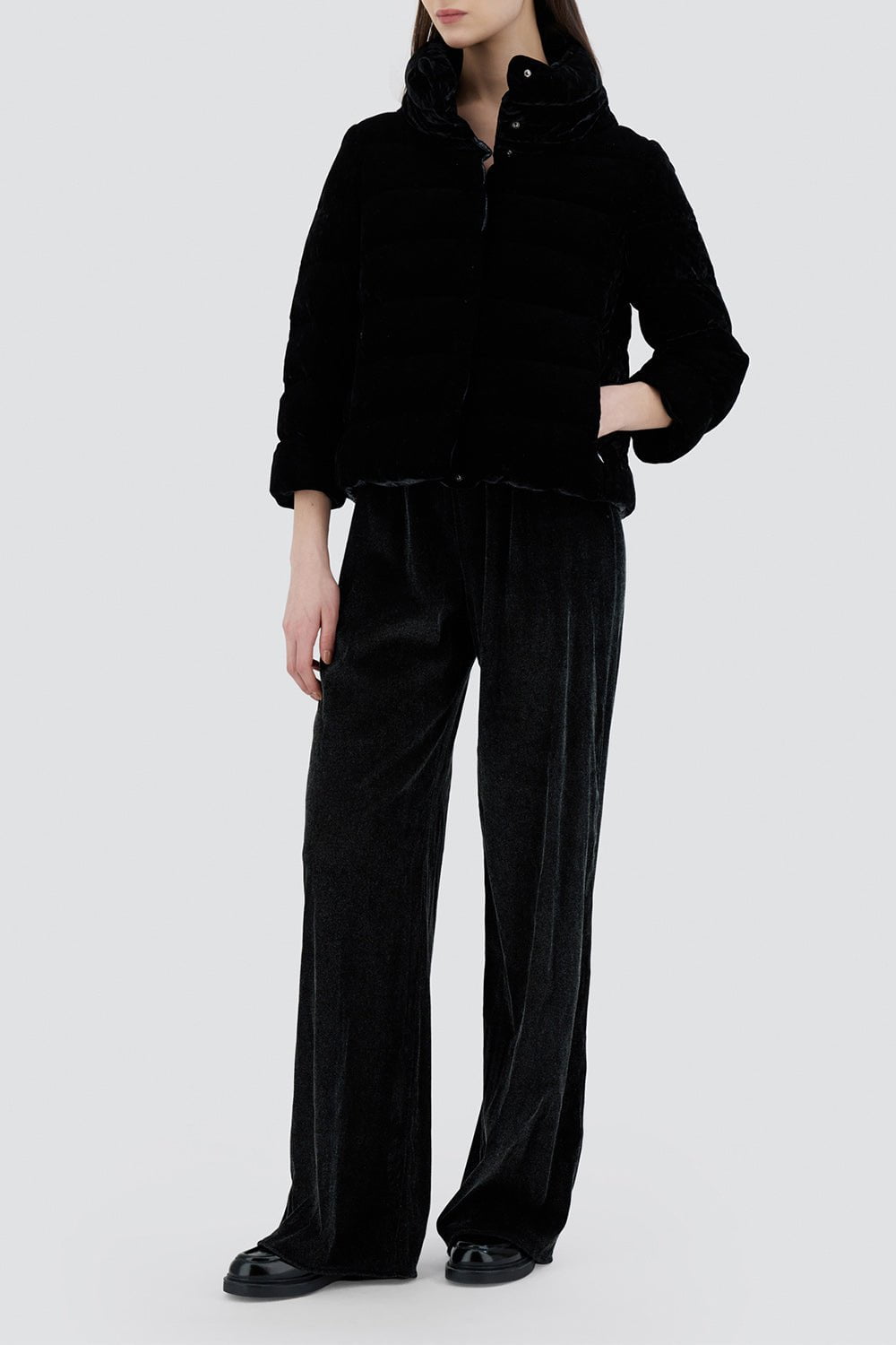 HERNO-Marbled Velvet A Shape Jacket-