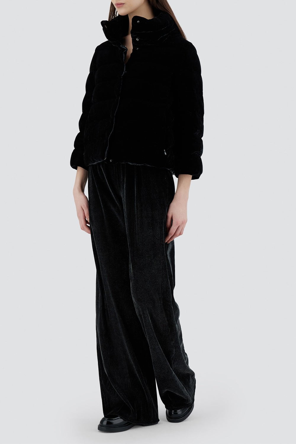 HERNO-Marbled Velvet A Shape Jacket-