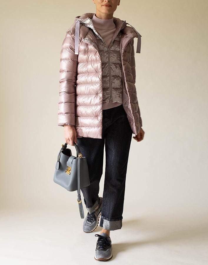 HERNO-Blush Hilo Velvet Hood Nylon Jacket-