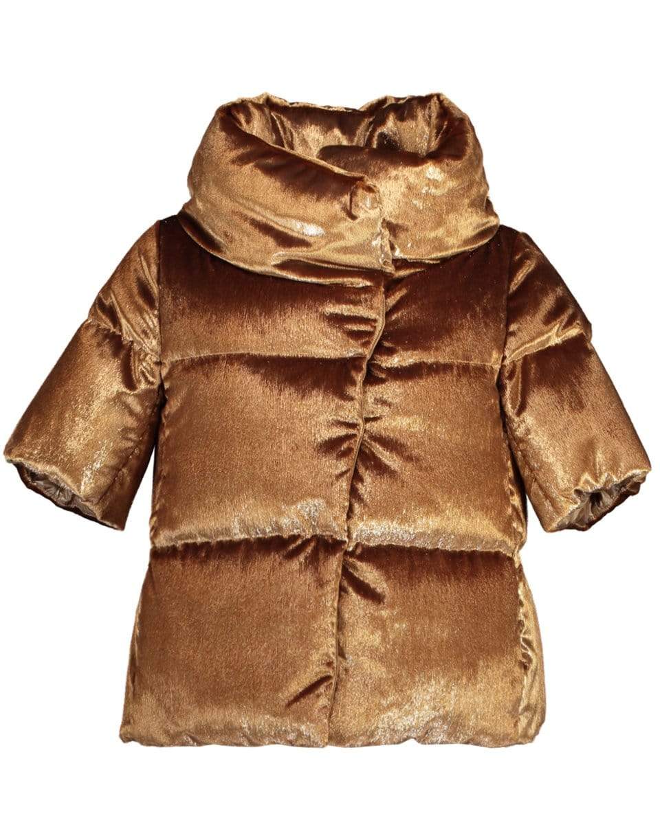 HERNO-Camel Short Sleeve Crystal Velvet Jacket-
