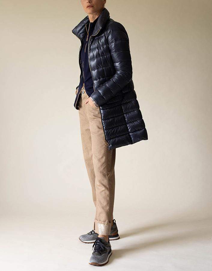 HERNO-Marine Nylon Fitted Patch Pocket Jacket-