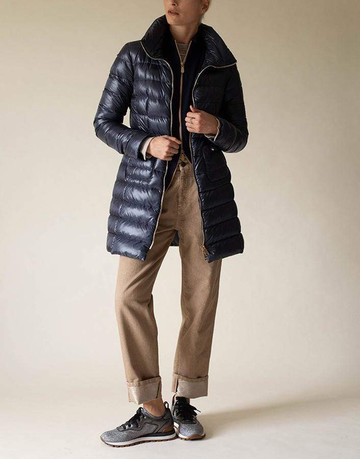 HERNO-Marine Nylon Fitted Patch Pocket Jacket-