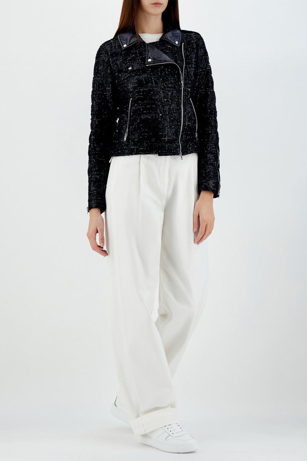 HERNO-Sequin Moto Jacket-