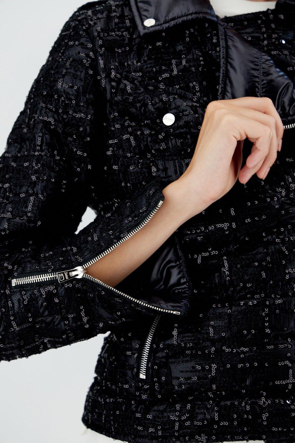 HERNO-Sequin Moto Jacket-