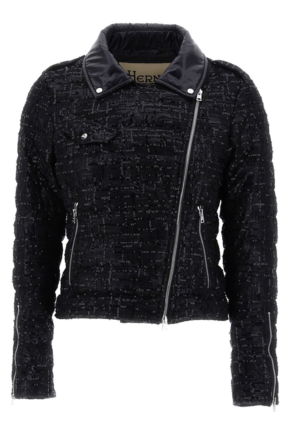 HERNO-Sequin Moto Jacket-