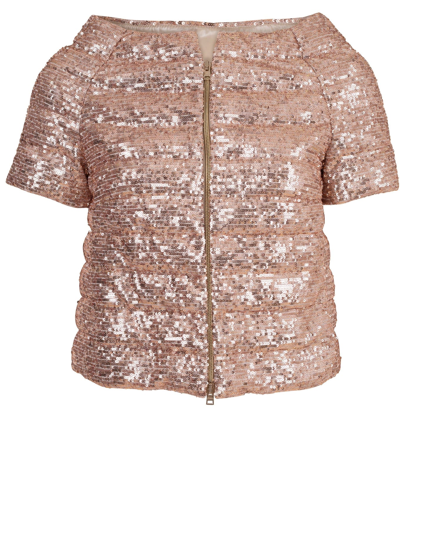 HERNO-Rose Gold Sequin Cap Sleeve Jacket-