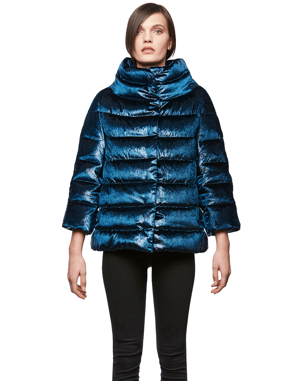 HERNO-Sparkle Velvet Cocoon Jacket-