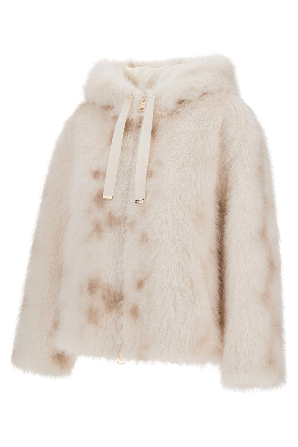Faux Lynx Fur Hooded Jacket-WHITE-36-CLOTHINGJACKETCASUAL-HERNO