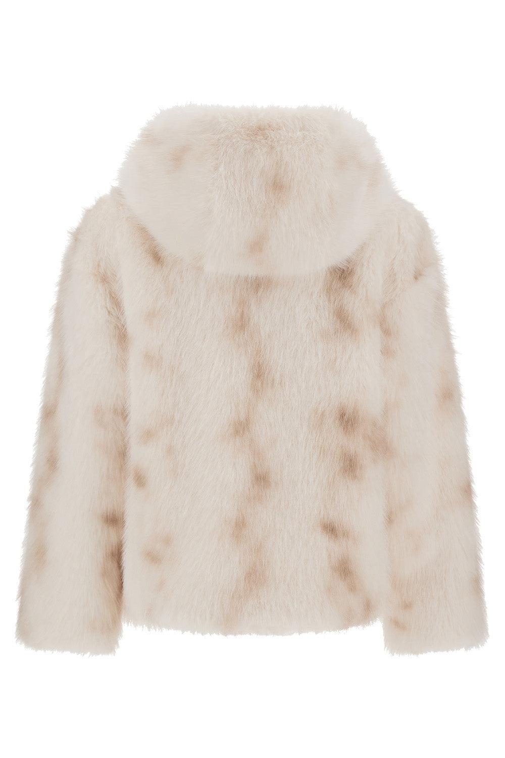 Faux Lynx Fur Hooded Jacket-WHITE-36-CLOTHINGJACKETCASUAL-HERNO
