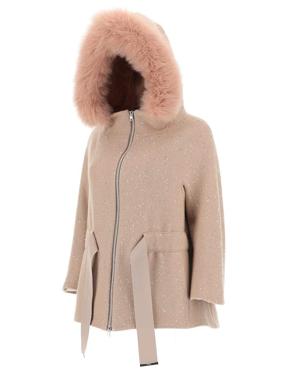 HERNO-Fur Hood Bracelet Sleeve Coat-