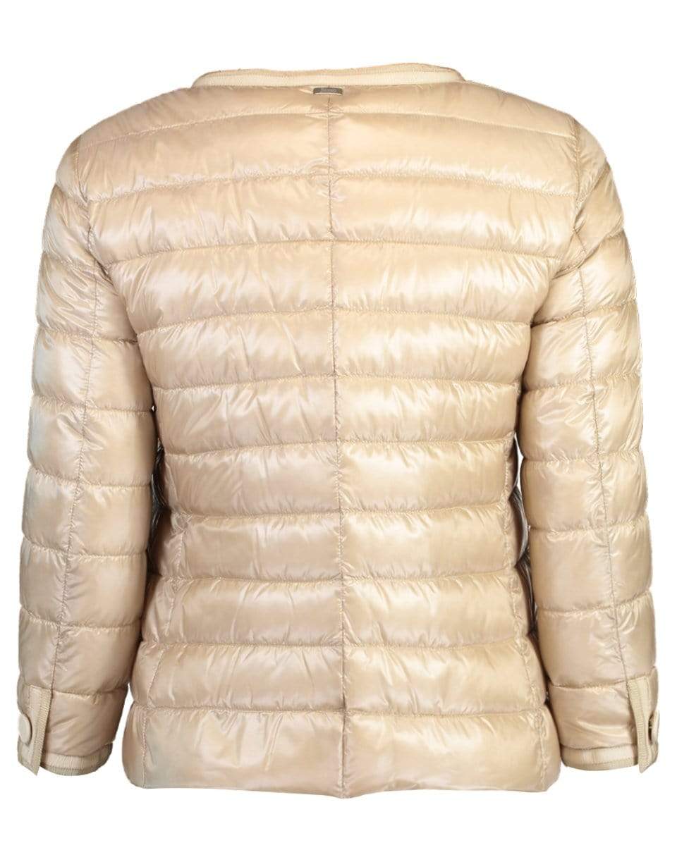 HERNO-Light Sand Classic Grosgrain Trim Down Puffer Jacket-