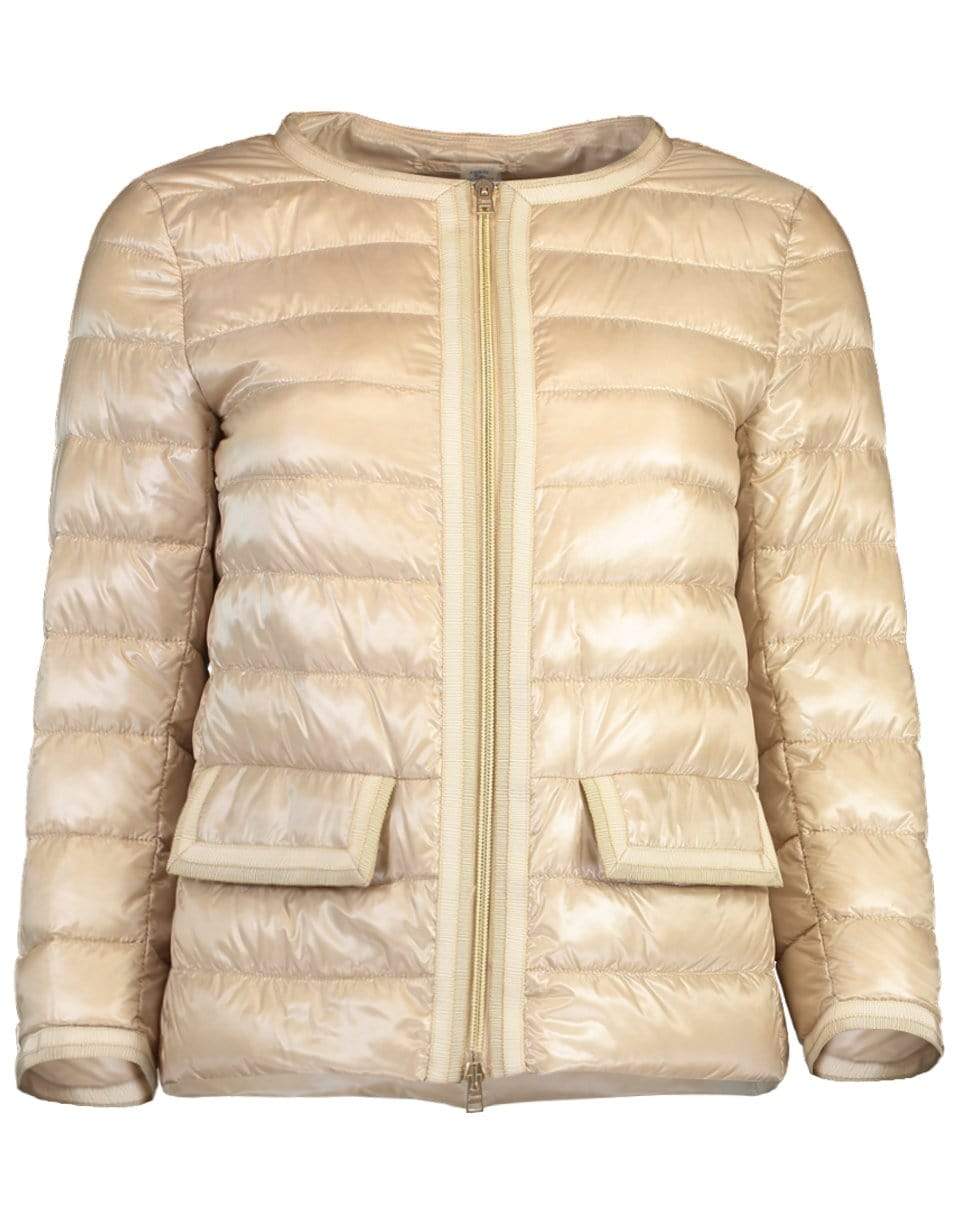 HERNO-Light Sand Classic Grosgrain Trim Down Puffer Jacket-