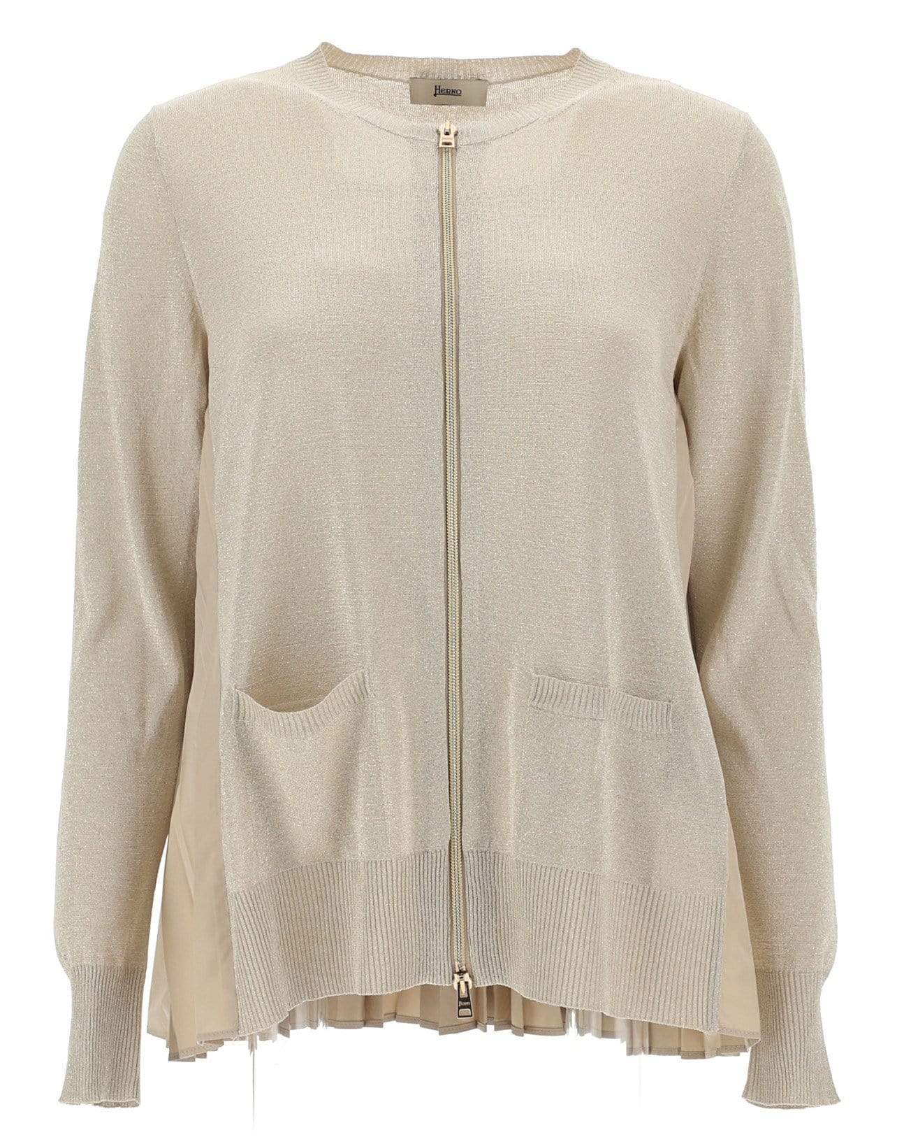 HERNO-Plisse Wool Techno Taffeta Cardigan-