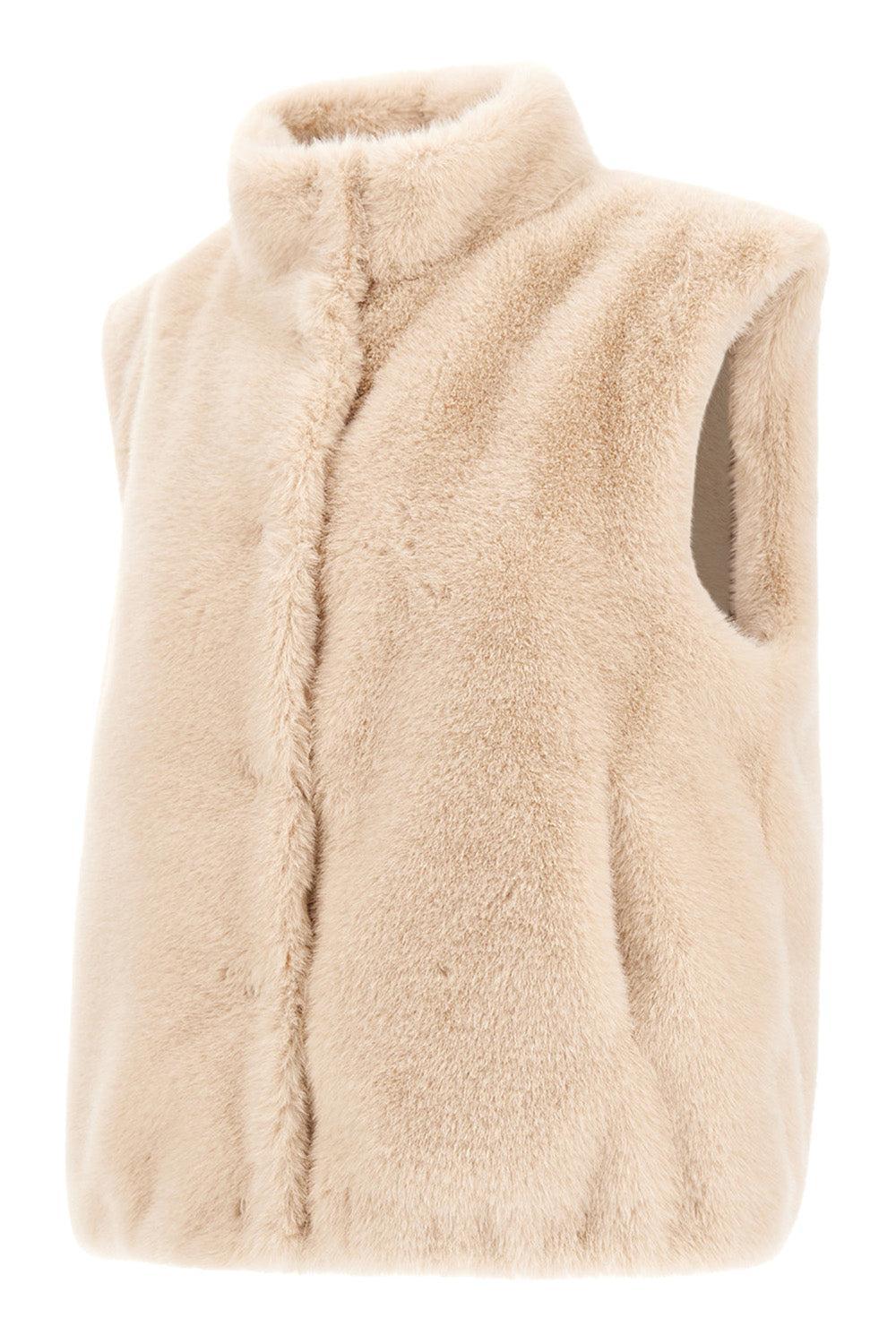 Faux Beaver Fur Vest-CREAM-38-CLOTHINGJACKETVESTS-HERNO