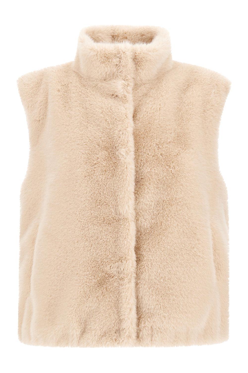 Faux Beaver Fur Vest-CREAM-38-CLOTHINGJACKETVESTS-HERNO