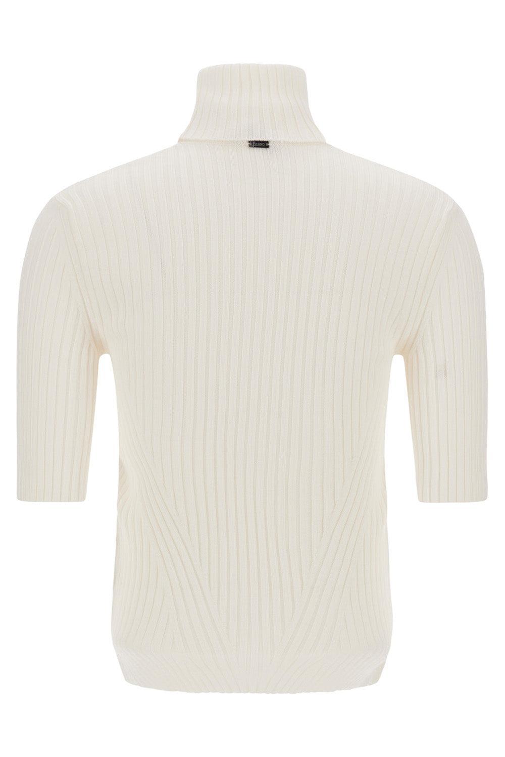 Short Sleeve Ribbed Turtleneck-WHITE-XS-CLOTHINGTOPKNITS-HERNO