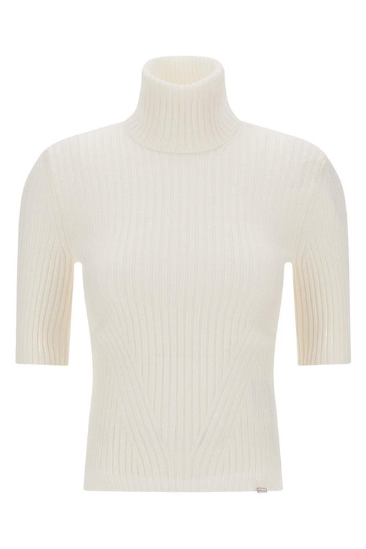 Short Sleeve Ribbed Turtleneck-WHITE-XS-CLOTHINGTOPKNITS-HERNO
