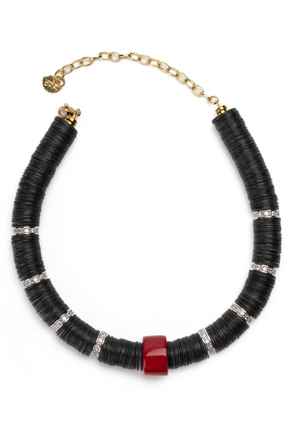 Jaipur Black Red Bamboo Coral Beaded Necklace-BLACK/RED-JEWELRYBOUTIQUENECKLACE O-HIJAS DE PUKA