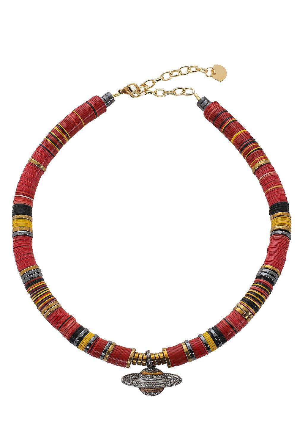 PM Red Planet Cognac Diamond African Beaded Necklace-RED-JEWELRYBOUTIQUENECKLACE O-HIJAS DE PUKA