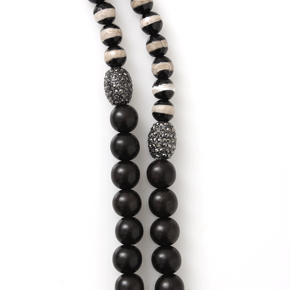 HIPCHIK-Agate Striped Necklace-BLK/WHT