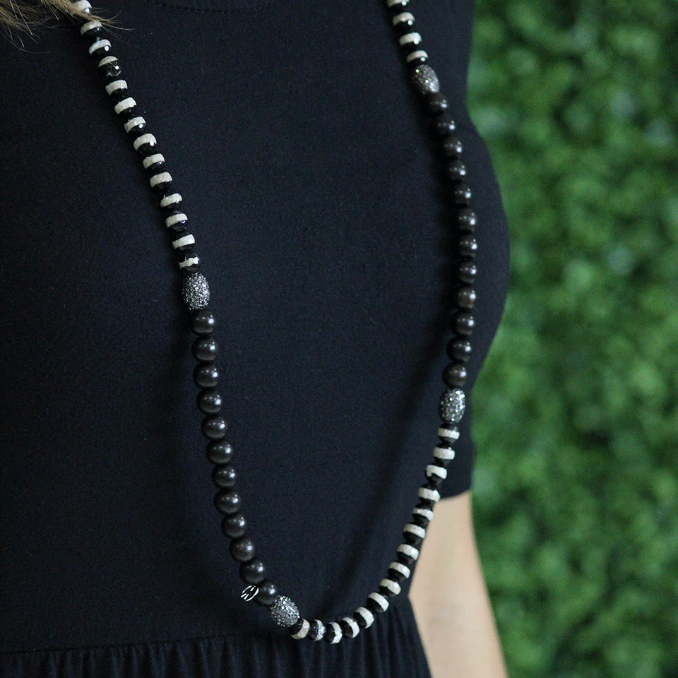 HIPCHIK-Agate Striped Necklace-BLK/WHT