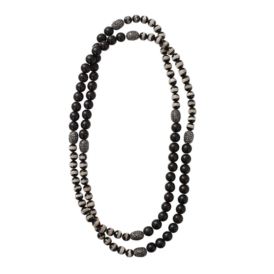HIPCHIK-Agate Striped Necklace-BLK/WHT