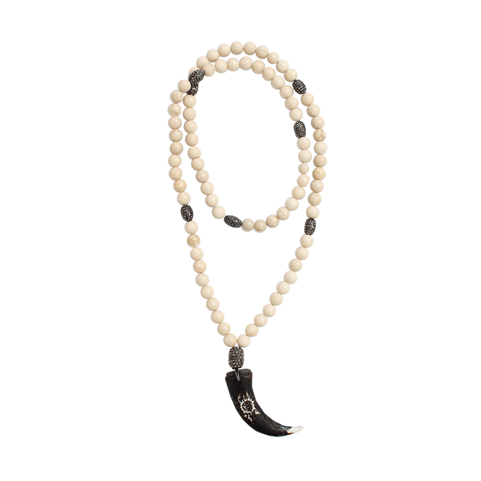 HIPCHIK-Coral Fossil Necklace With Horn Pendant-GREY